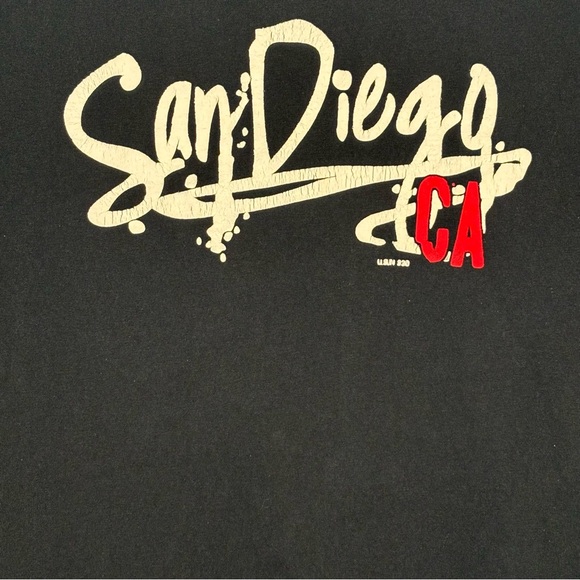 Vintage San Diego California Black Crew Neck T Shirt 90s 00s size S Small Skater - Picture 3 of 5